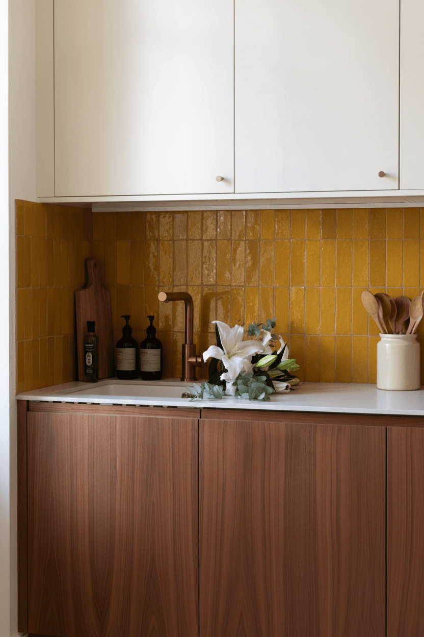 Cuisine bois & jaune